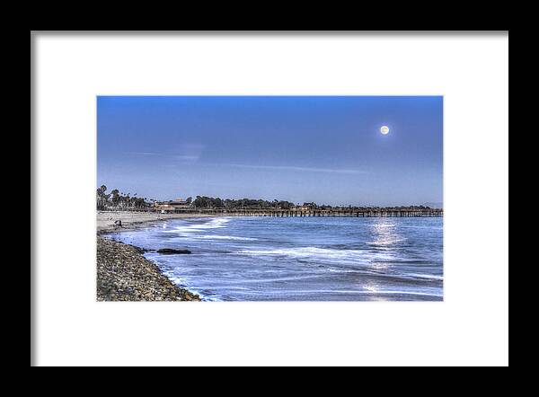 Ventura Framed Print featuring the photograph Ventura Pier Moonrise by Joe Palermo