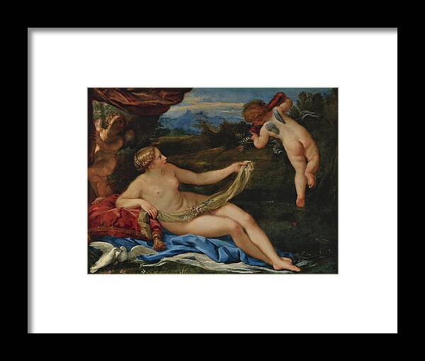 Carlo Maratta Framed Print featuring the painting Venus and Cupid by Carlo Maratta
