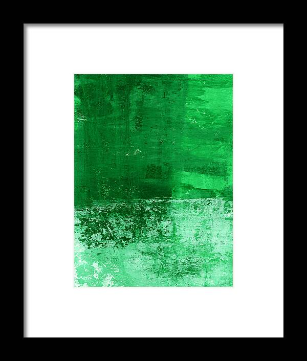 Green Abstract Framed Print featuring the painting Verde- Contemporary Abstract Art by Linda Woods