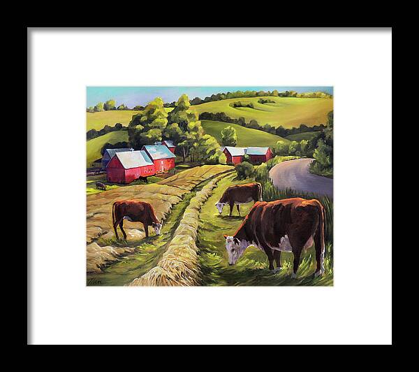 Vermont Art Framed Print featuring the painting Vermont Going For the Green on Jenne Farm by Nancy Griswold