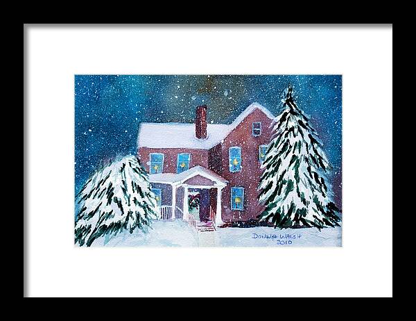 Winter Framed Print featuring the painting Vermont Studio Center in Winter by Donna Walsh