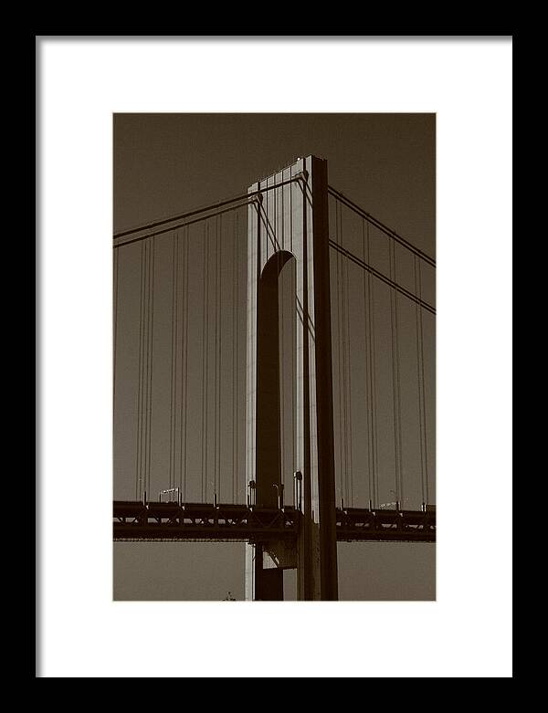 Verrazano Bridge Framed Print featuring the photograph Verrazano Black and White by Christopher J Kirby