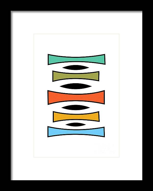 Mid Century Modern Framed Print featuring the digital art Vertical Trapezoids by Donna Mibus