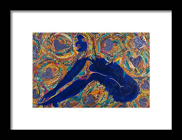 Woman Framed Print featuring the tapestry - textile Vesica Pisces by Apanaki Temitayo M