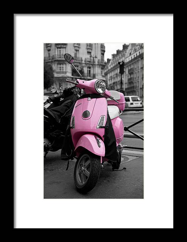 Vespa Framed Print featuring the photograph Vespa in Pink by Edward Myers