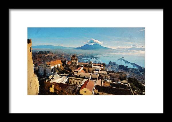 Gulf Of Naples Framed Print featuring the painting Vesuvio, panorama from Naples - 03 by AM FineArtPrints