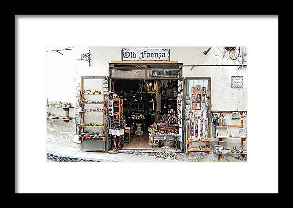 Europe Framed Print featuring the digital art Via Pietro Capuano Shopping - Amalfi, Italy by Joseph Hendrix