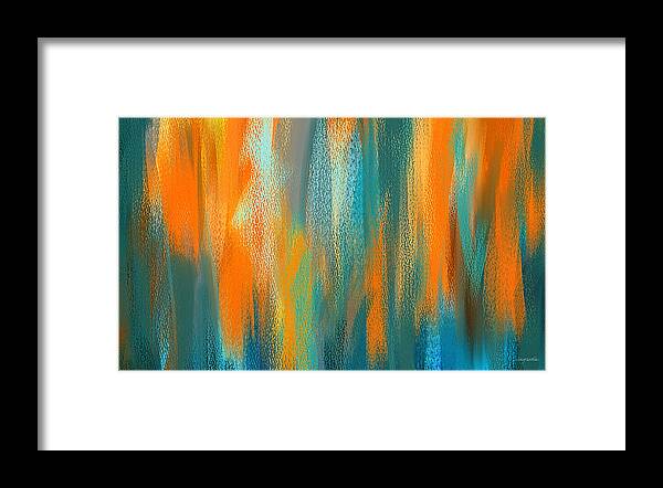 Turquoise And Orange Framed Print featuring the painting Vibrant Blues - Turquoise and Orange Abstract Art by Lourry Legarde