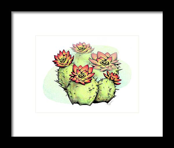 Cactus Framed Print featuring the drawing Vibrant Flower 6 Cactus by Sipporah Art and Illustration