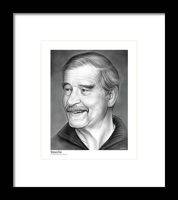 Vicente Fox Framed Print featuring the drawing Vicente Fox by Greg Joens