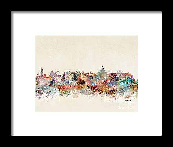 Victoria Canada Framed Print featuring the painting Victoria Canada Skyline by Bri Buckley