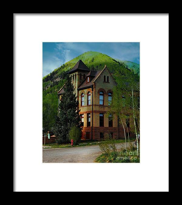 Victorian Court House Rico Co Framed Print featuring the digital art Victorian Court House Rico Colorado by Annie Gibbons