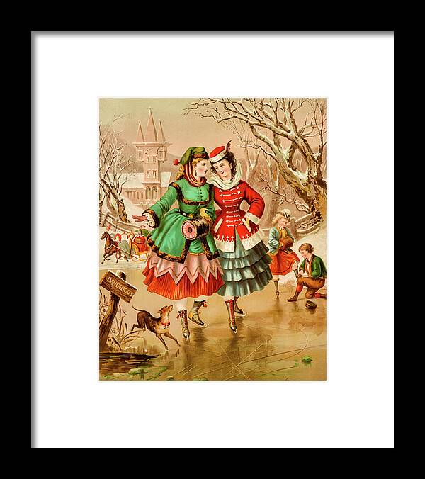 Christmas Framed Print featuring the photograph Victorian Ice Skaters by David Letts