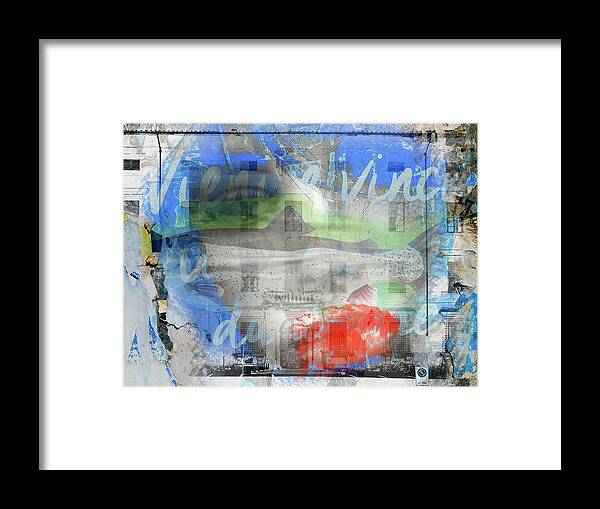 Woman Framed Print featuring the digital art Vieni e vinci and red lips by Gabi Hampe