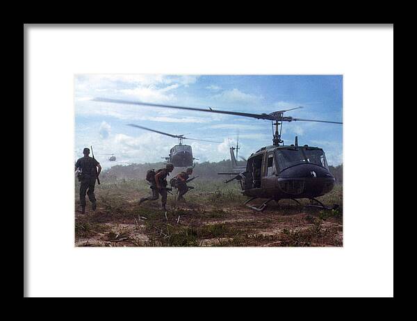 1960s Candids Framed Print featuring the photograph Vietnam War, Uh-1d Helicopters Airlift by Everett