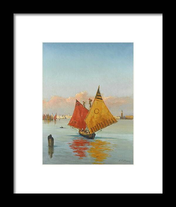 Achille Vertunni Framed Print featuring the painting View Across the Lagoon. Venice by Achille Vertunni