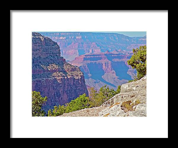 View From Hermit's Trail Near Hermit's Rest In Grand Canyon National Park Framed Print featuring the photograph View from Hermit's Trail near Hermit's Rest in Grand Canyon National Park by Ruth Hager