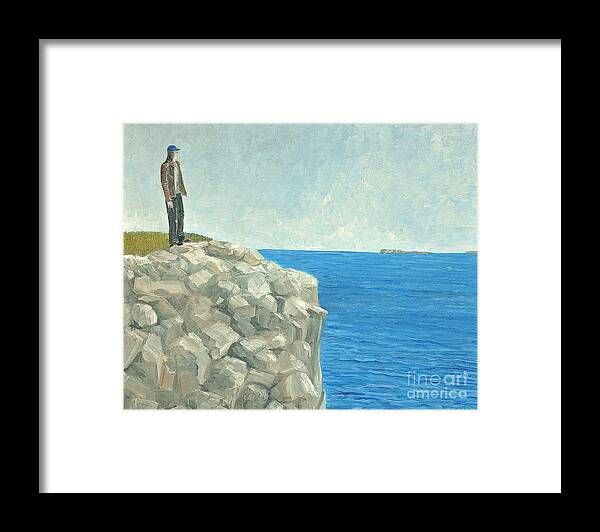 Coast Framed Print featuring the painting View From the Cliff by Reb Frost