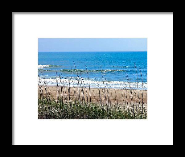 Ocean Framed Print featuring the photograph View from the Dunes by Betty Buller Whitehead
