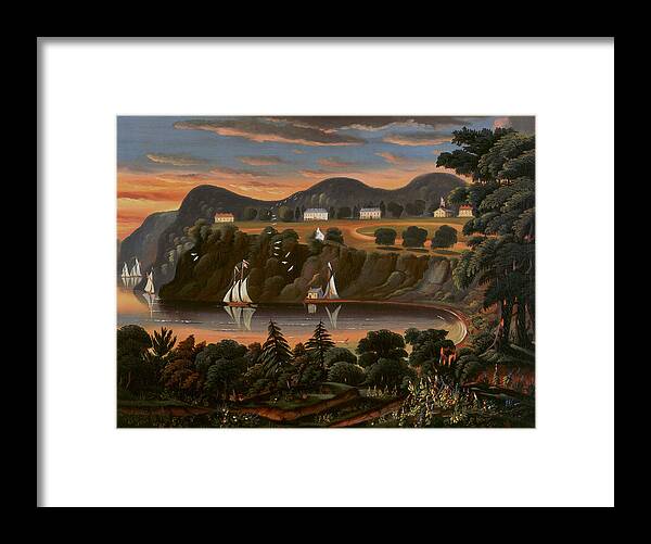 19th Century Art Framed Print featuring the painting View of Hudson River at West Point by Thomas Chambers