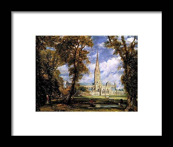 View Of Salisbury Cathdral Framed Print featuring the painting View of Salisbury Cathdral by John Constable