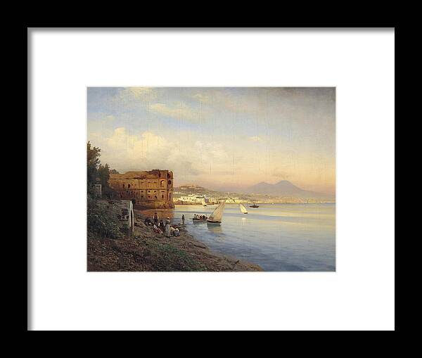 Albert Flamm Framed Print featuring the painting View of the Bay of Naples by Albert Flamm