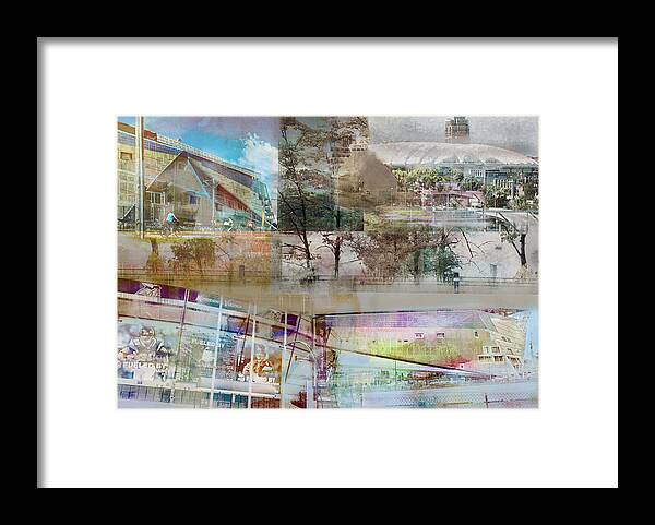 Collages Framed Print featuring the photograph Vikings Stadium Collage 2 by Susan Stone