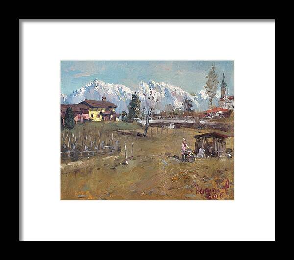 Villa Di Limana Framed Print featuring the painting Villa di Limana by Ylli Haruni