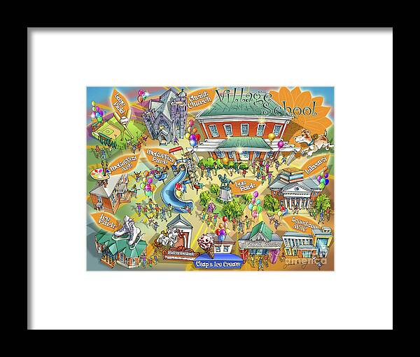 Village School Framed Print featuring the painting Village School by Maria Rabinky