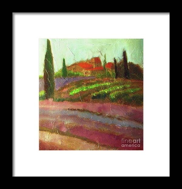 Landscape Framed Print featuring the painting Tuscany Vineyard by Vesna Antic