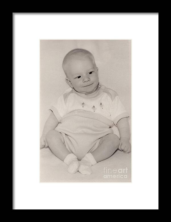 Vintage Framed Print featuring the photograph Vintage Baby Boy by Karen Foley