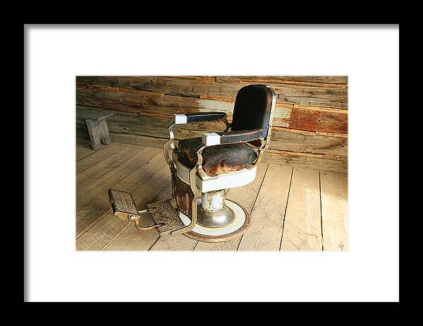 Barber Chair Framed Print featuring the photograph Vintage Barber Chair by Steve McKinzie