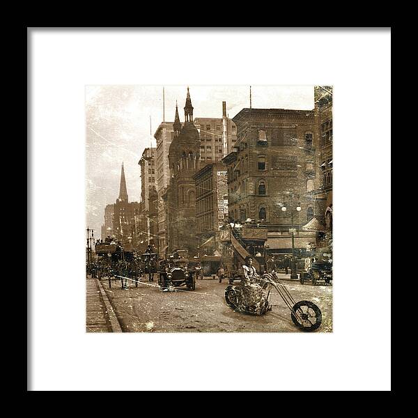 Vintage Framed Print featuring the digital art Vintage Bike Lady by Marian Voicu