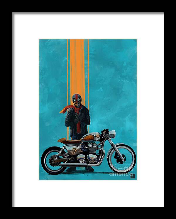 Cafe Racer Framed Print featuring the painting Vintage Cafe racer by Sassan Filsoof