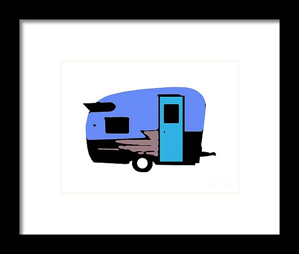 Camper Framed Print featuring the painting Vintage Camper Trailer Pop Art Blue by Edward Fielding