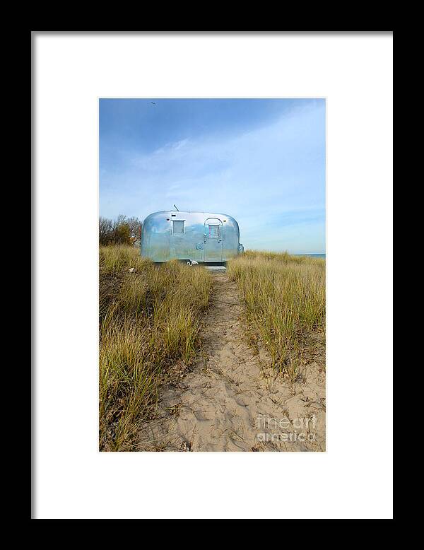 Trailer Framed Print featuring the photograph Vintage Camping Trailer Near the Sea by Jill Battaglia
