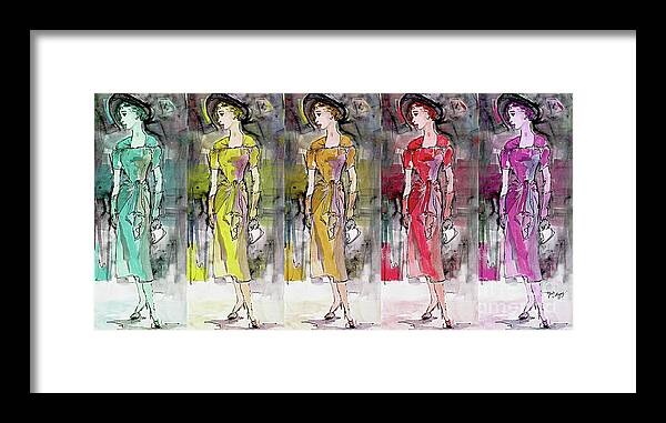 Vintage Framed Print featuring the mixed media Vintage Chic Feminine Fashions by Ginette Callaway