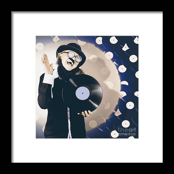 Audiophile Framed Print featuring the photograph Vintage DJ bringing back the retro beat by Jorgo Photography