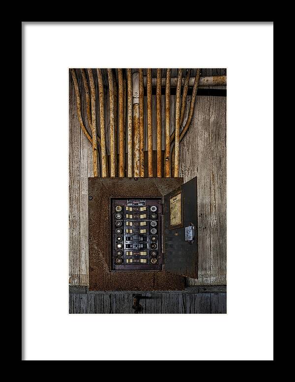 Electrician Framed Print featuring the photograph Vintage Electric Panel by Susan Candelario