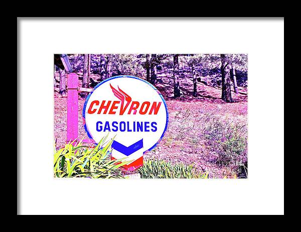 Sign Framed Print featuring the photograph Vintage Gasoline Sign by Pamela Walrath