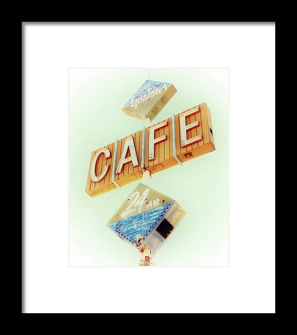 Vintage Gaston's Caf Sign Framed Print featuring the photograph Vintage Gaston's Cafe Sign by Gigi Ebert