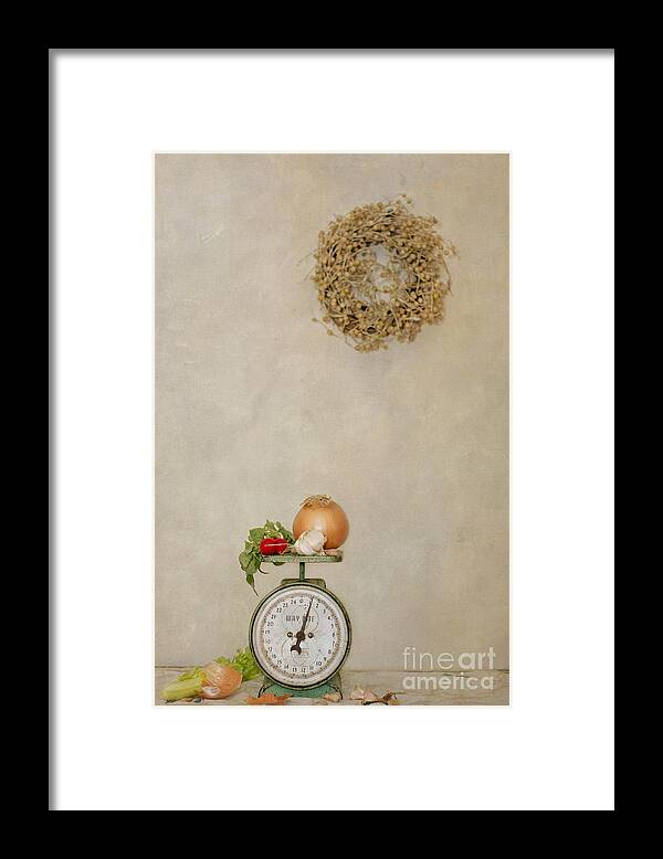 Scale Framed Print featuring the photograph Vintage Household Scale and Vegtables by Susan Gary