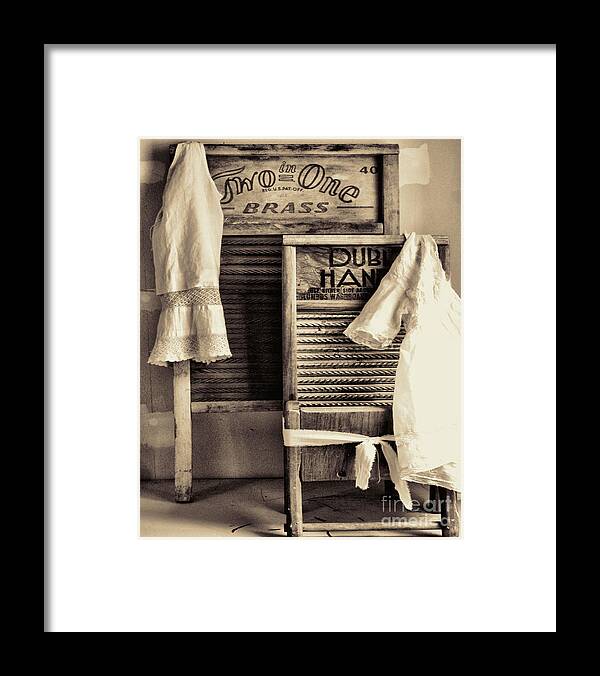 Vintage Laundry Room Framed Print featuring the painting Vintage Laundry Room by Mindy Sommers