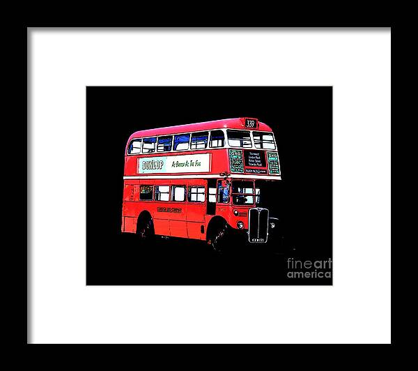 T-shirt Framed Print featuring the digital art Vintage London Bus tee by Edward Fielding
