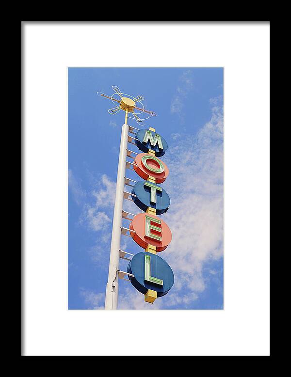 Vintage Motel Sign Framed Print featuring the photograph Vintage Motel by Melanie Alexandra Price