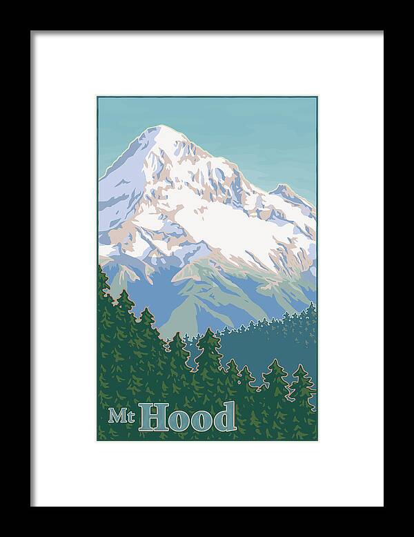 Mount Framed Print featuring the digital art Vintage Mount Hood Travel Poster by Mitch Frey