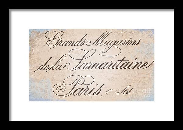 Paris Framed Print featuring the painting Vintage Paris Script Sign by Mindy Sommers