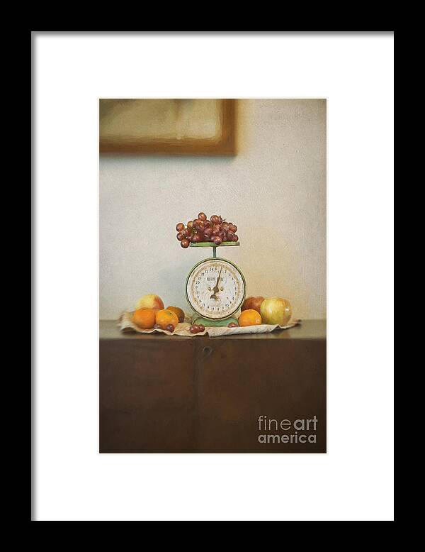 Buffet Framed Print featuring the photograph Vintage Scale and Fruits Painting by Susan Gary