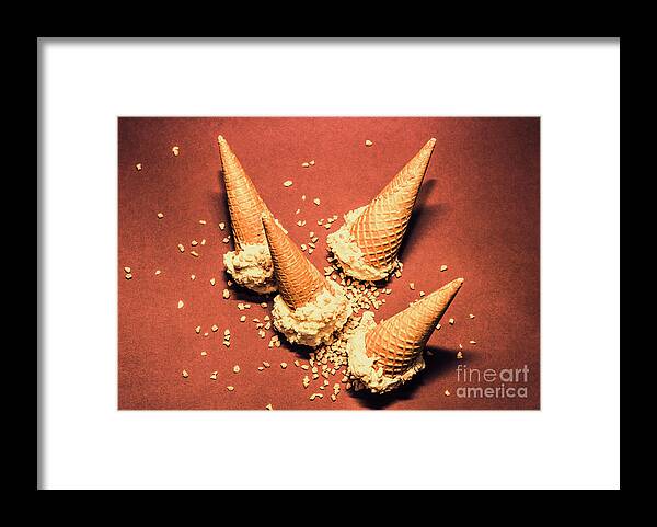 Dessert Framed Print featuring the photograph Vintage summer ice cream spill by Jorgo Photography