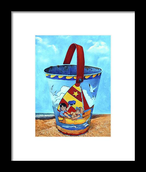 Vintage Framed Print featuring the painting Vintage Tin Sand Bucket by Portraits By NC